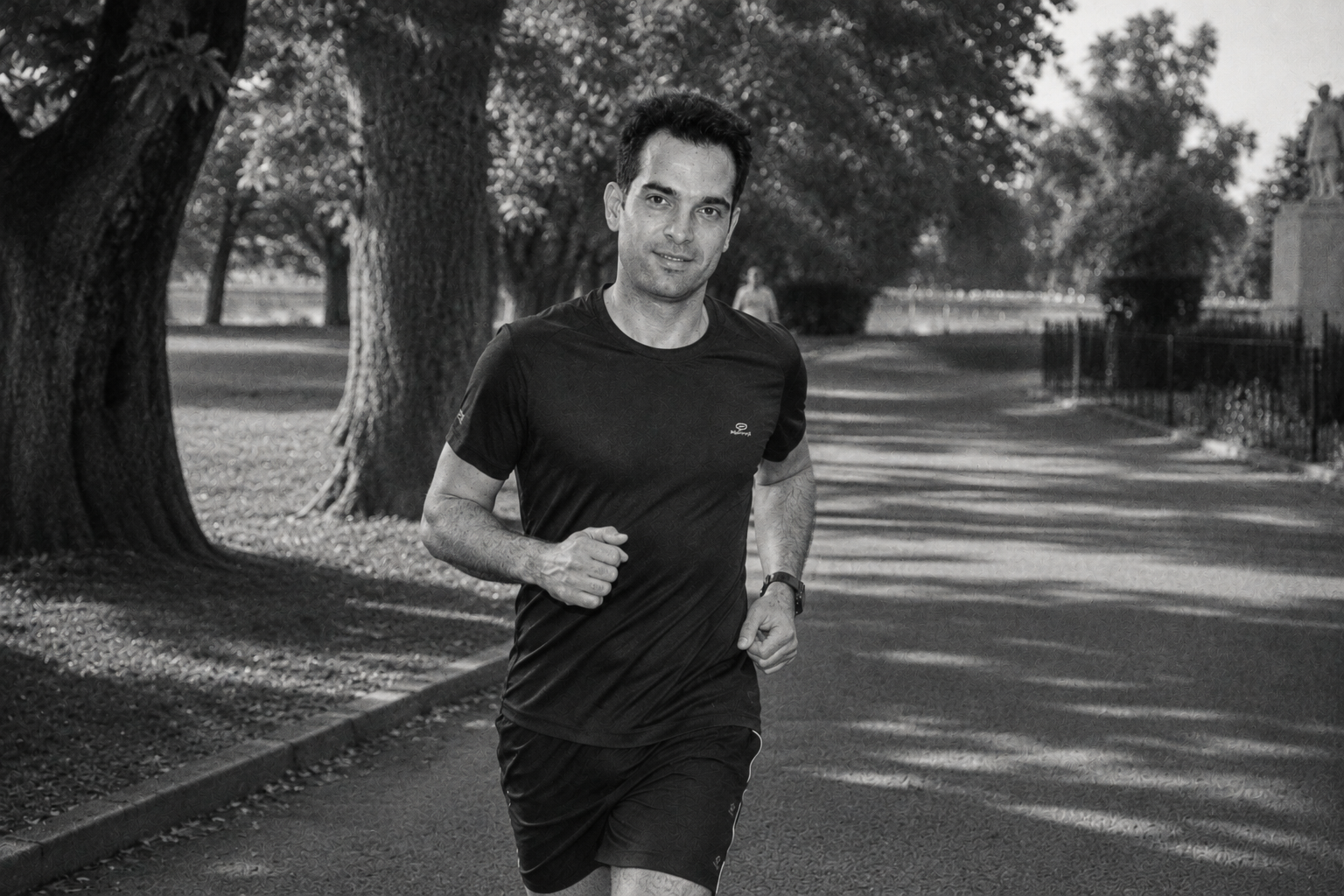 RunHybrid founder Zoltan Deak running in a park